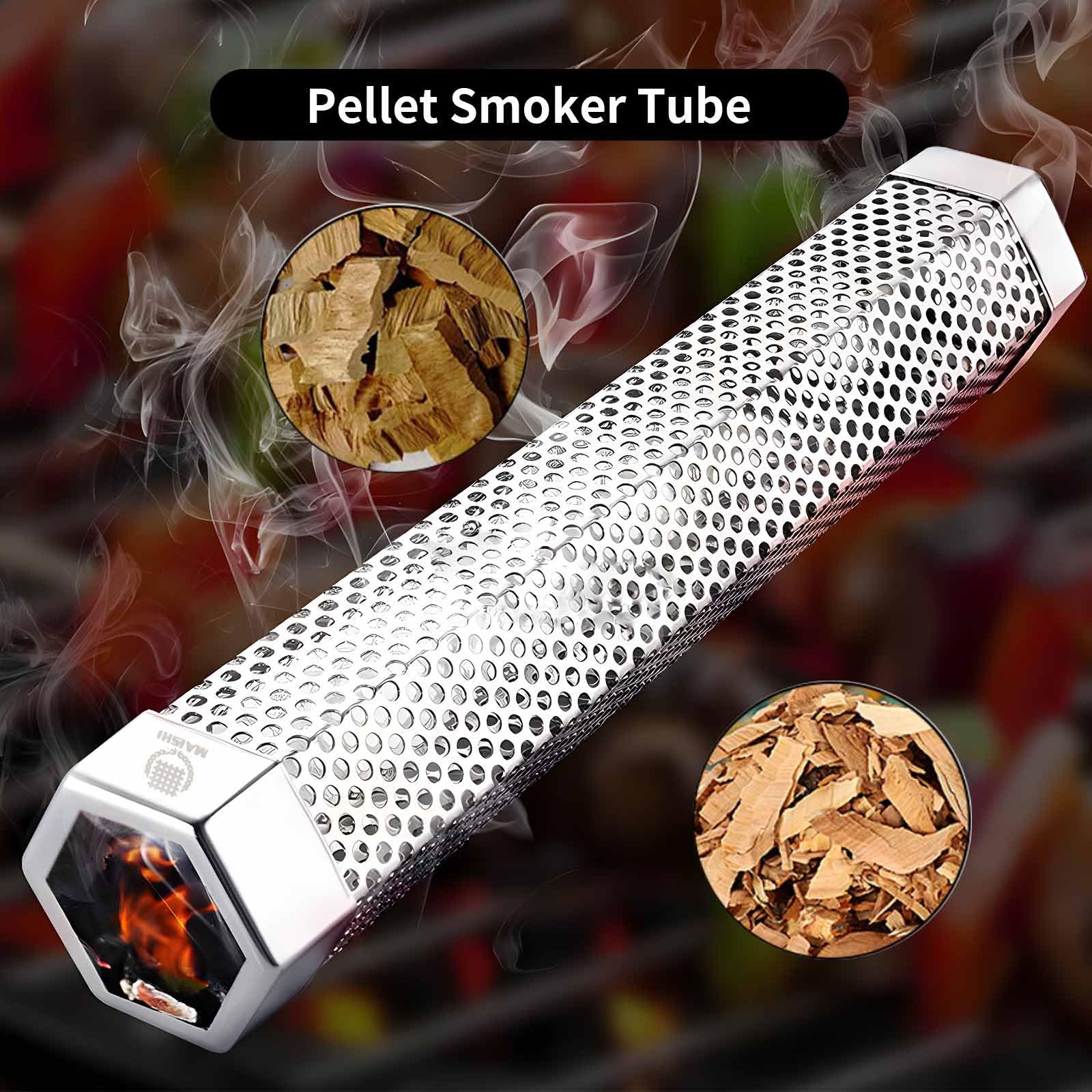 Tubo de ahumador de pellets de 12 pulgadas, acero inoxidable 304 de grado alimenticio para ahumar en caliente o frío, más de 5 horas de humo sabroso para barbacoa, carne, queso, pescado y más 5