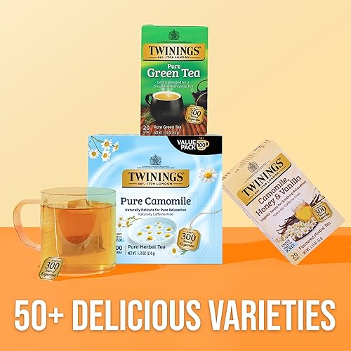 Vista 566 de Twinings, Pure Green Tea - Té verde con sabor suave y aroma atractivo con cafeína, disfruta caliente o helado, bolsas de té individuales