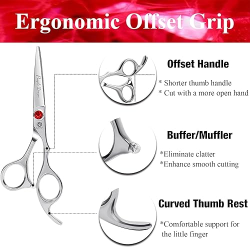 Miniatura 5 de Dragón Morado 4,55.0inch Plata Barber pelo tijerastijeras de corte con Bag- perfecta para Peluquería, Peluquería Profesionales, Plateado