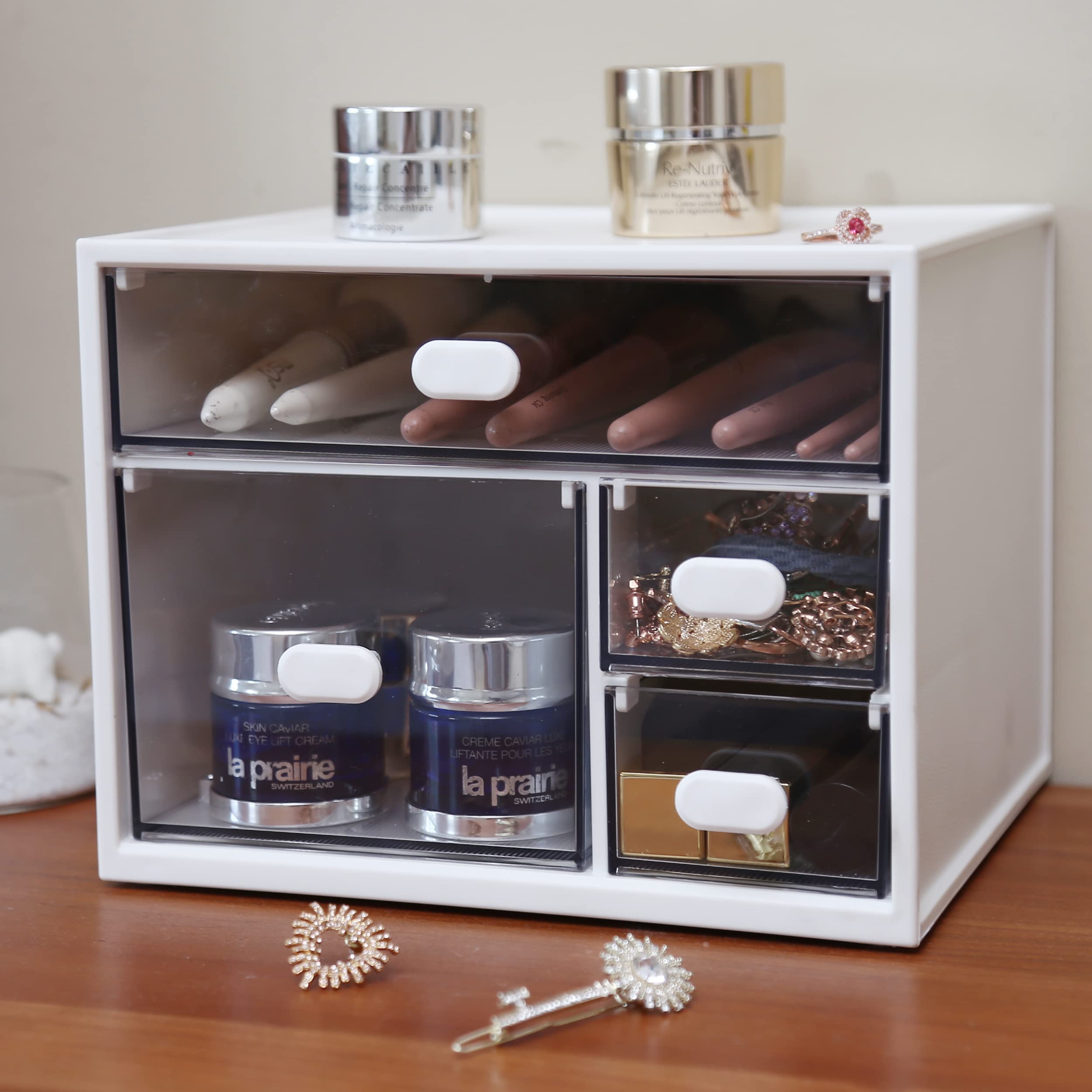 Citylife Desk Organizer with 4 Drawers Plastic Storage Drawers for Office Accessories, Desktop, Makeup, Bathroom Storage