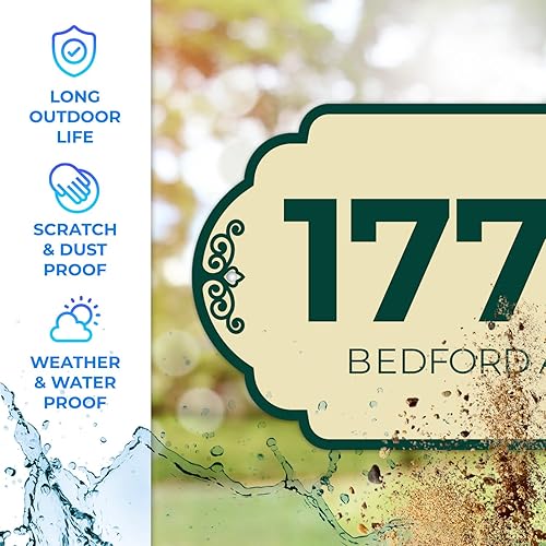 Miniatura 3 de Letrero decorativo de dirección personalizado para interiores y exteriores, fondo de contorno, fabricado en los Estados Unidos, 17.5 x 11 pulgadas,