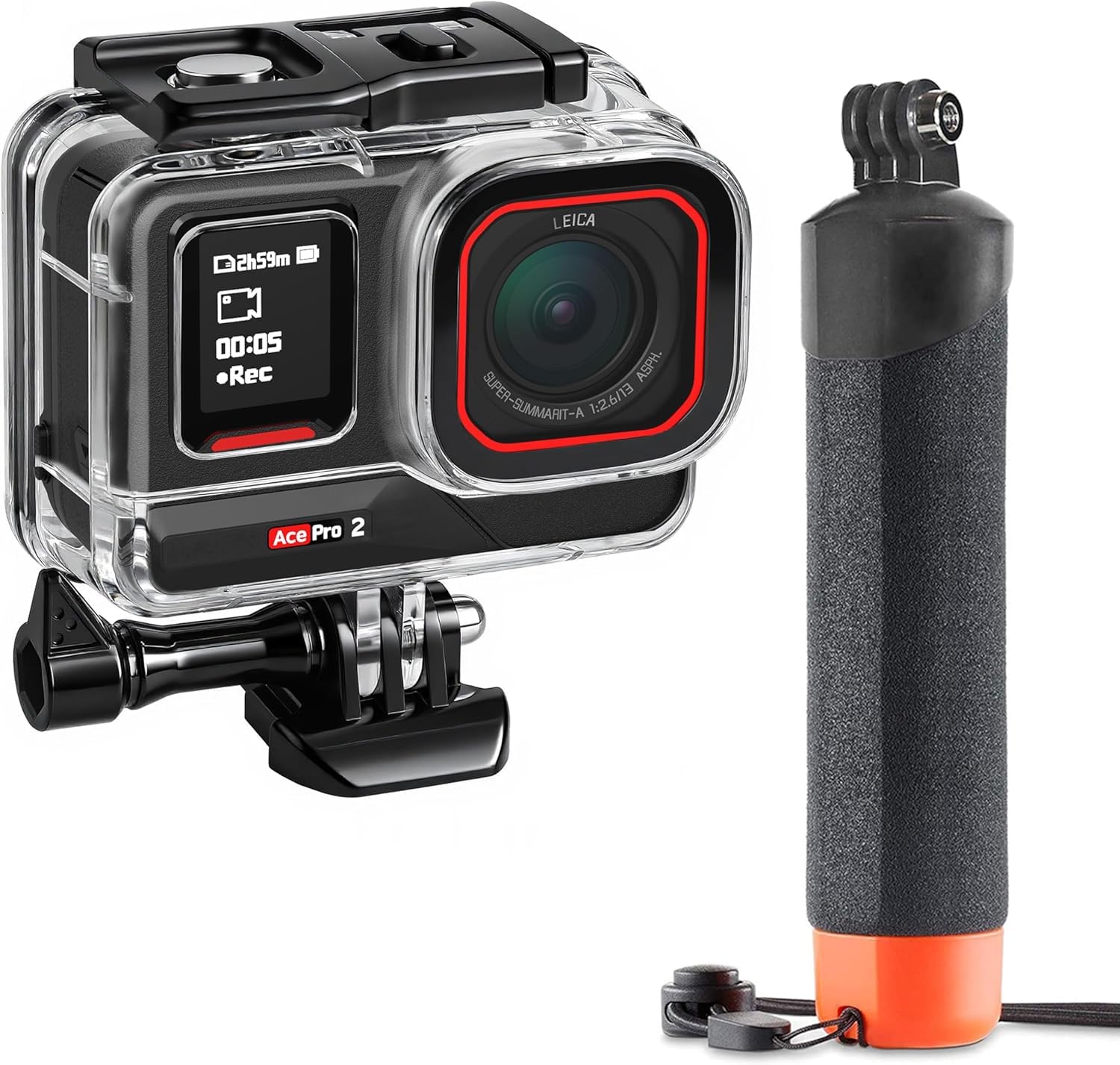FitStill Kit de plongée pour Insta 360 ace Pro 2/ace Pro, boîtier étanche 50 m/164FT + poignée Flottante, pour Photographie sous-Marine Ace Pro 2 Accessoires
