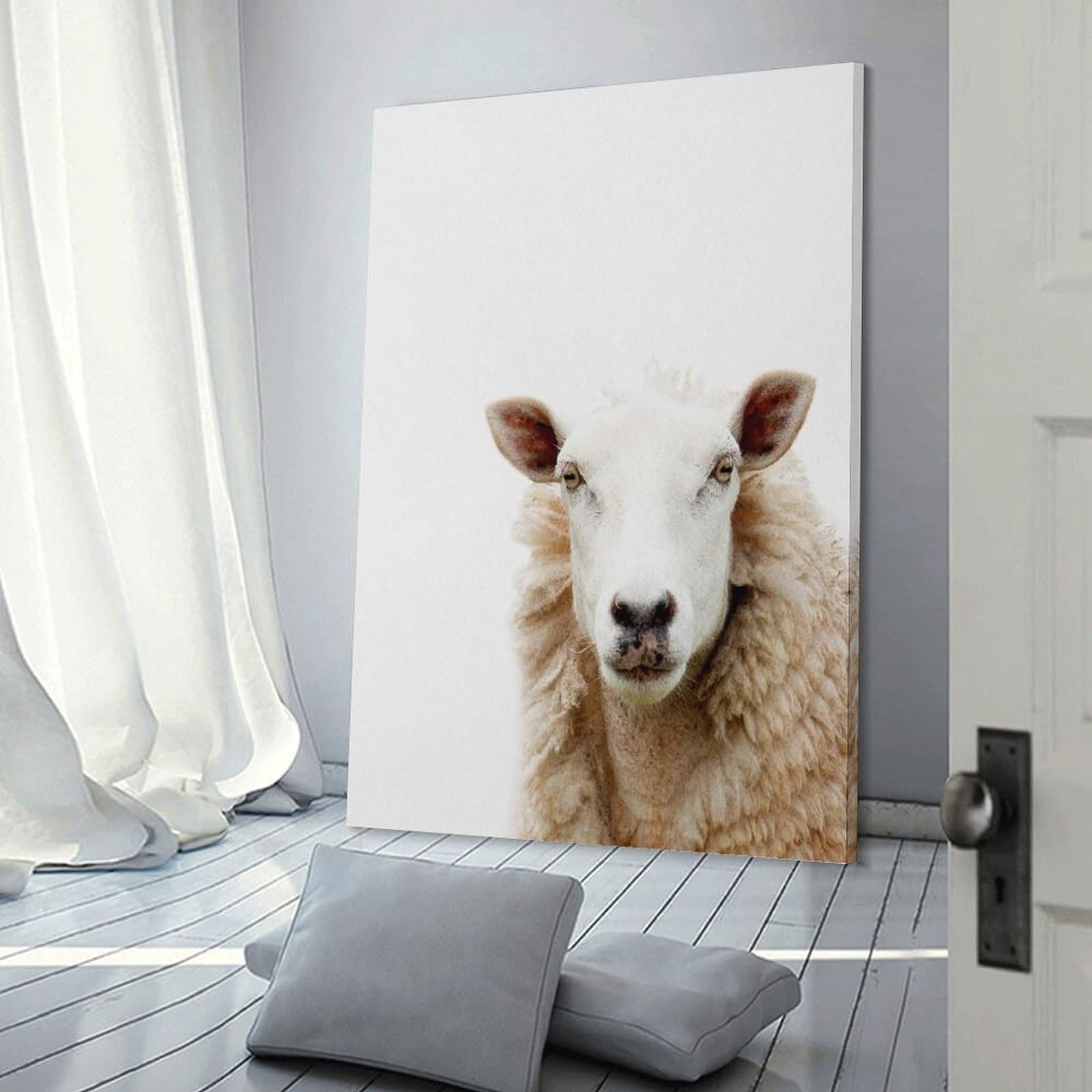 Junmoney Mountain Sheep Hanging Wall Art 20x30inch(50x75cm), for Small Homes, Bedrooms Or Open Spaces, Decorative Canvas Decor for Home Updates