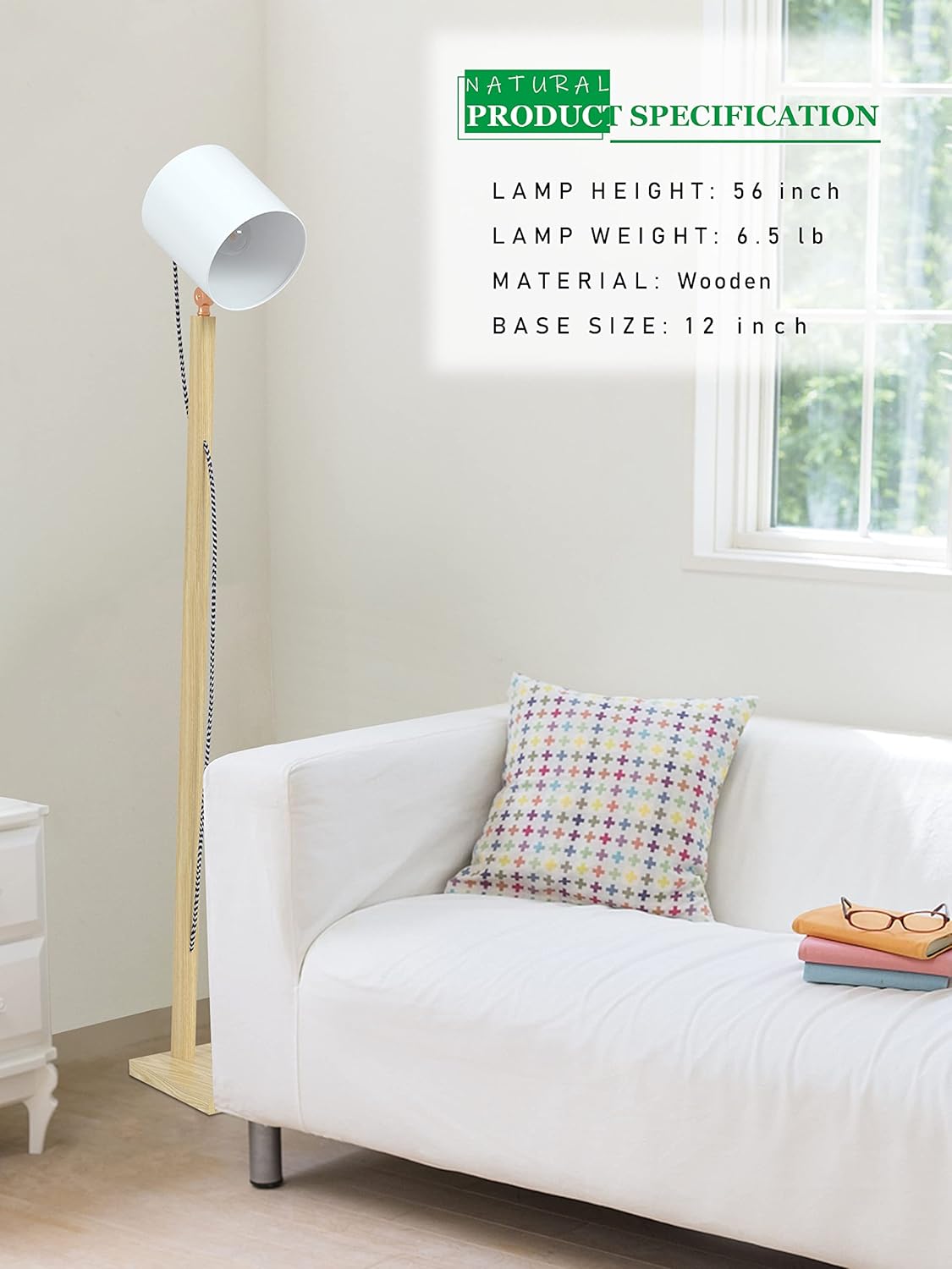 Wood Floor Lamp Standing Reading Light - Crius Series