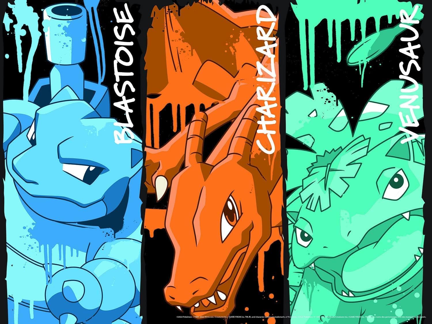 Buffalo Games - Pokemon - Blastoise, Charizard, and Venusaur Graffiti - 400 Piece Jigsaw Puzzle for Families – Precision-Cut Pieces, Beautiful Artwork