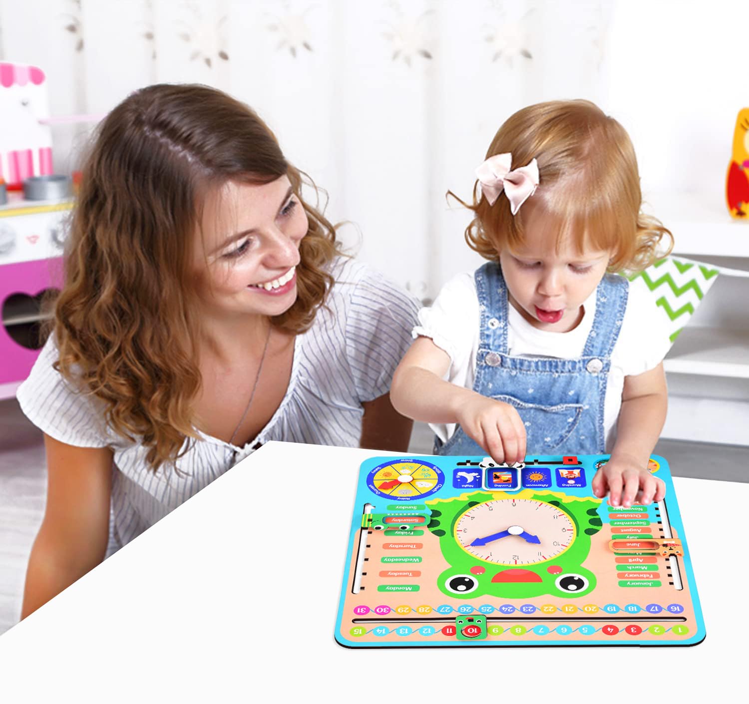 Webby Educational Frog Calendar | Learning Clock | Today's Date | Days of The Week | Months | Seasons | Weather | Learning Toys for Kids at Home | Preschool and Montessori Classroom Calendar - Image 2 thumbnail