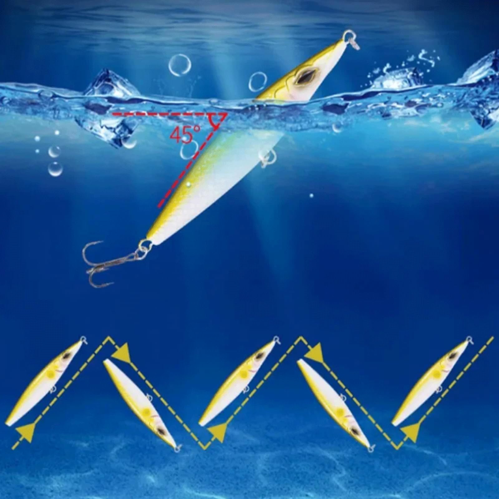 Leurre de pêche (Lot de 2) - Appât Flottant en Forme de Crayon (90/110/130 mm) - Idéal pour la pêche en Surface du Bar et de la bonite.
