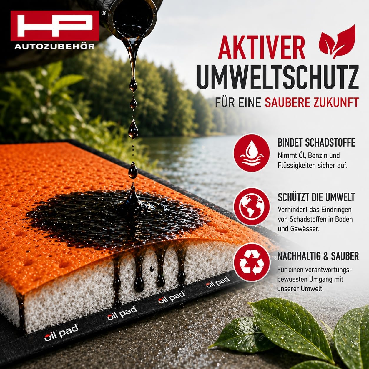 HP-Autozubehör 24023 Oil Pad Outdoor mit Flexi-Saum, Orange
