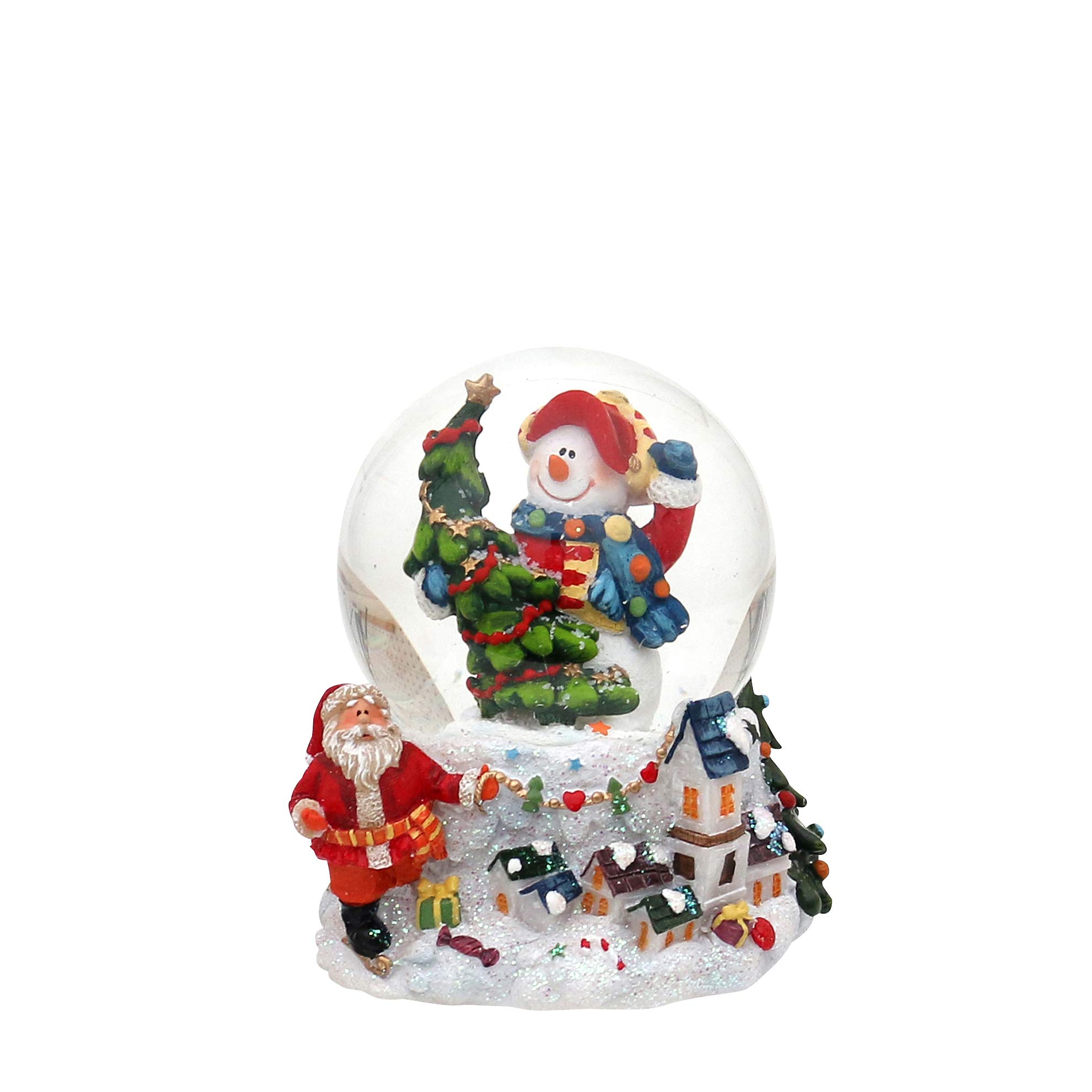 Dekohelden24 Snowman With Fir Tree Snowman Snow Globe With Fir Tree On Base With Winter Landscape, Dimensions H/W/Diameter Ball: Approx. 9 X 8 Cm/Diameter 6.5 Cm