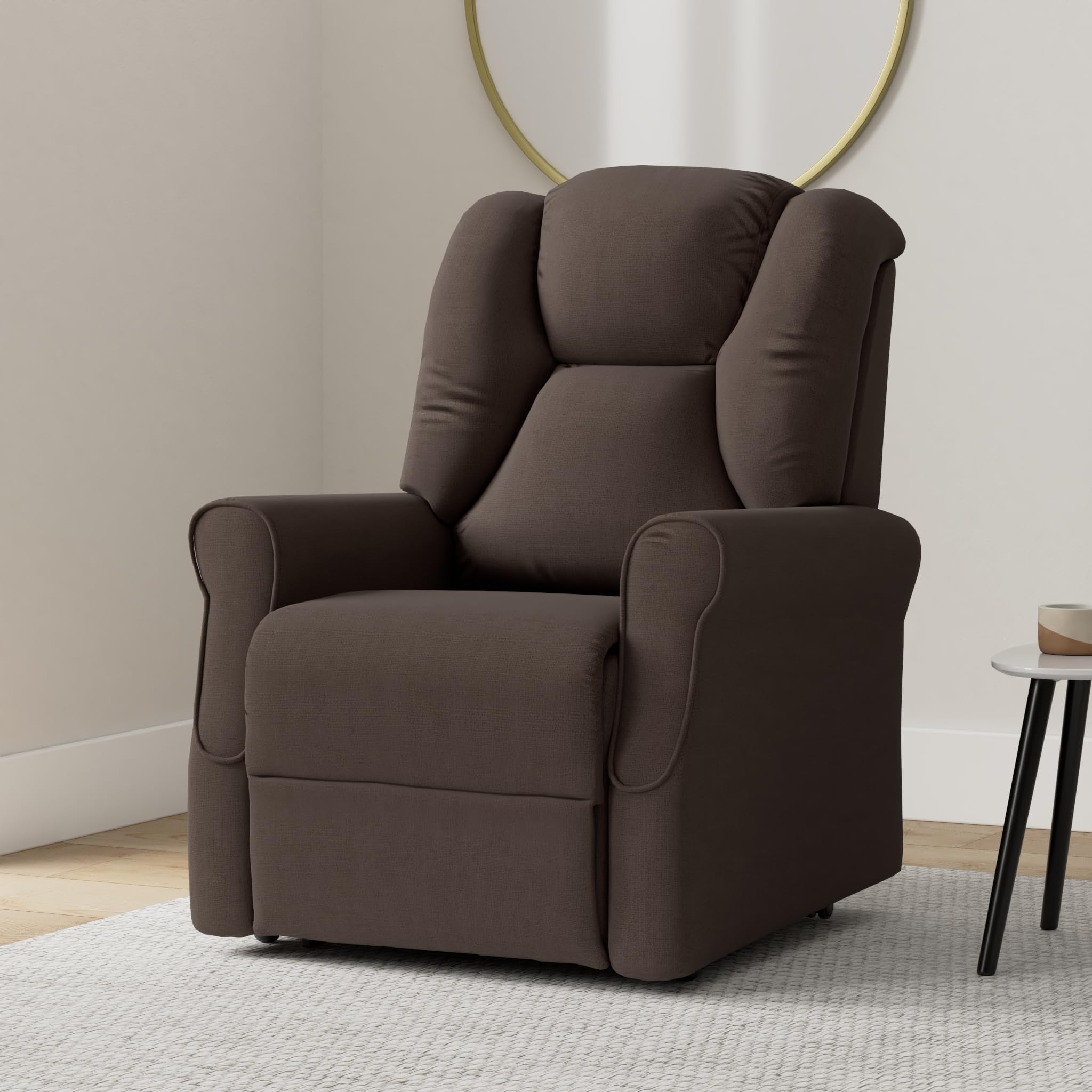 Sime Betty1 PERSONNALISÉ Fauteuil releveur Relax Dispositif Médical Vibromassage kit 4 Roues siège à Micro-Ressorts Doux résistant aux Taches Brun