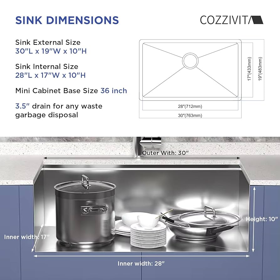Cozzivita 30in Undermount Workstations Kitchen Sinks