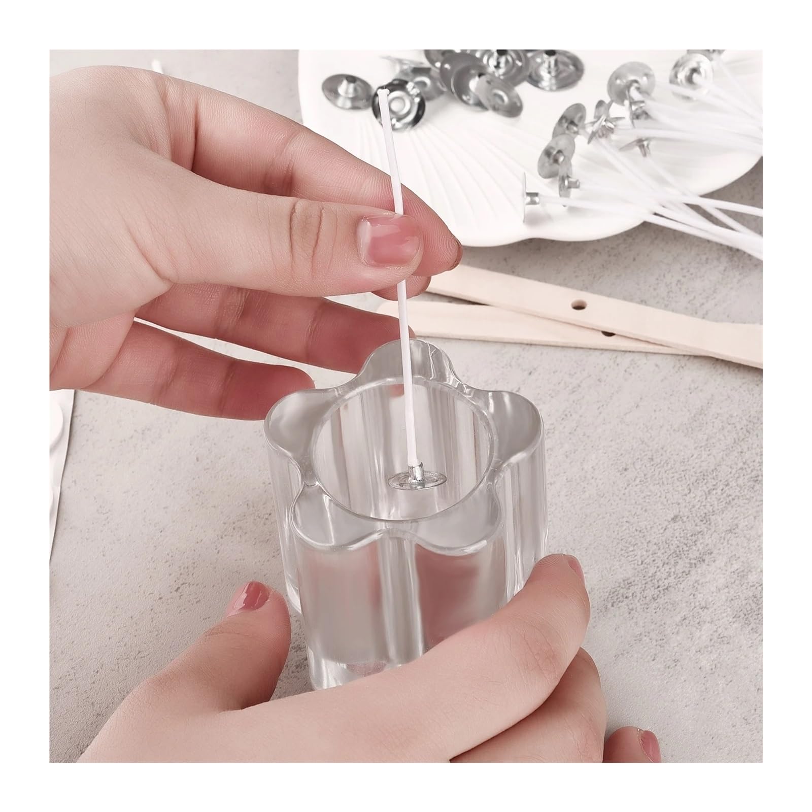Kerzendocht 50/100 Stücke Gewachste Baumwolle Kern Kerze Dochte Set Rauchfrei for DIY Soja Wachs Gewebt Kerosin(18cm 100pcs)