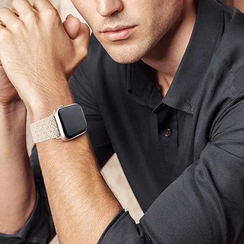 Miniatura 5 de VNTOV 3 Pack Braided Bands Compatible for Apple Watch Band 38mm 40mm 41mm 42mm 44mm 45mm 49mm Women Men, Adjustable Stretchy Bands Elastic Sport