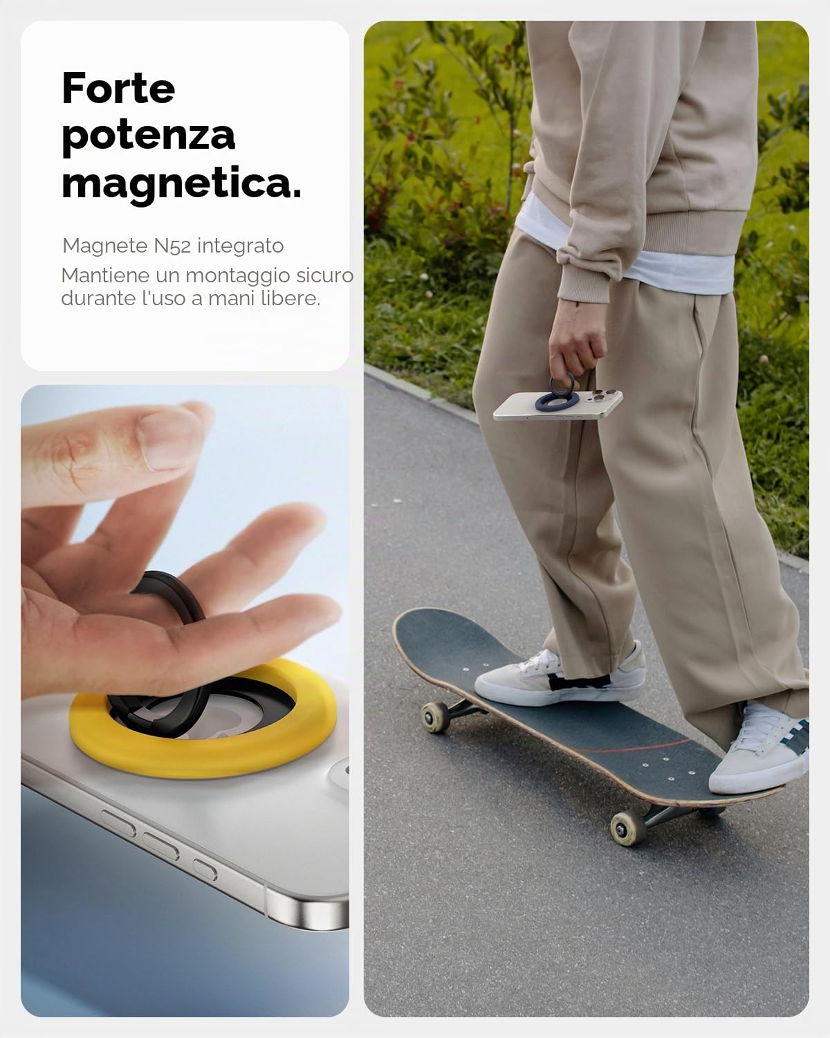 Spigen NanoPop MagFit Anello MagSafe per Telefono [Supporto a Cerniera Rotante] Compatibile con iPhone 17 17e 16 15 14 13 Pro e Cover MagSafe/Pixelsnap per Samsung S26 S25 Ultra, Pixel 10 10a - Giallo