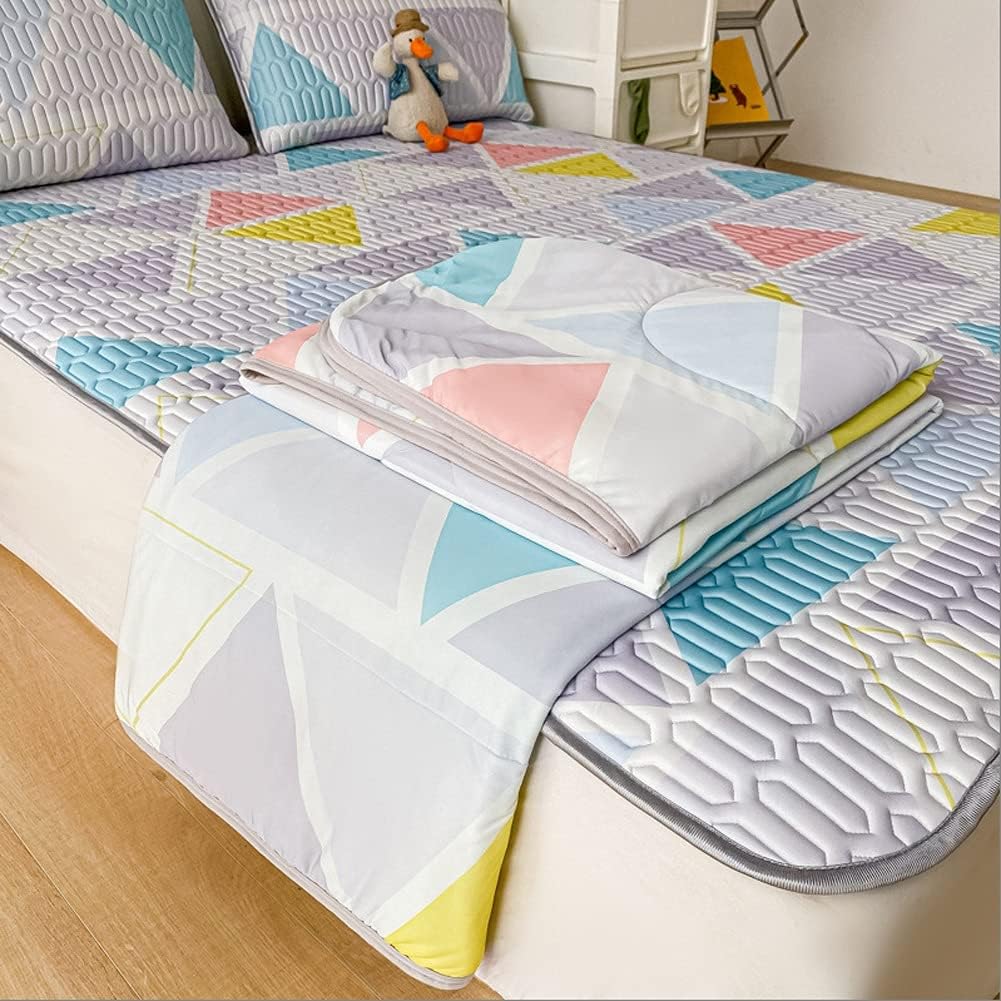 Ice Silk Latex Summer Mat Can Be Washed and Folded Summer Student Dormitory Single Summer Children's Three-Piece Air-Conditioning Mat (Color : Multi-Colored, Size : 1.8m Bed) (Multi colored)