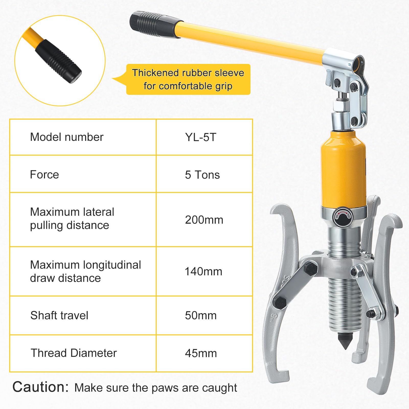 HSEAMALL 5T Hydraulic Puller, Wheel Hub Puller, 3 Jaw Hydraulic Puller, Inner Bearing Puller for Bearings, Wheel Bearing Puller, Wheel Bearing Puller, — view 2
