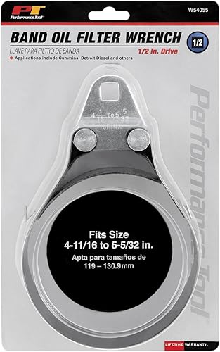 Performance Tool W54055 Llave de filtro de 12 pulgadas, 4-2132 pulgadas a 5-532 pulgadas