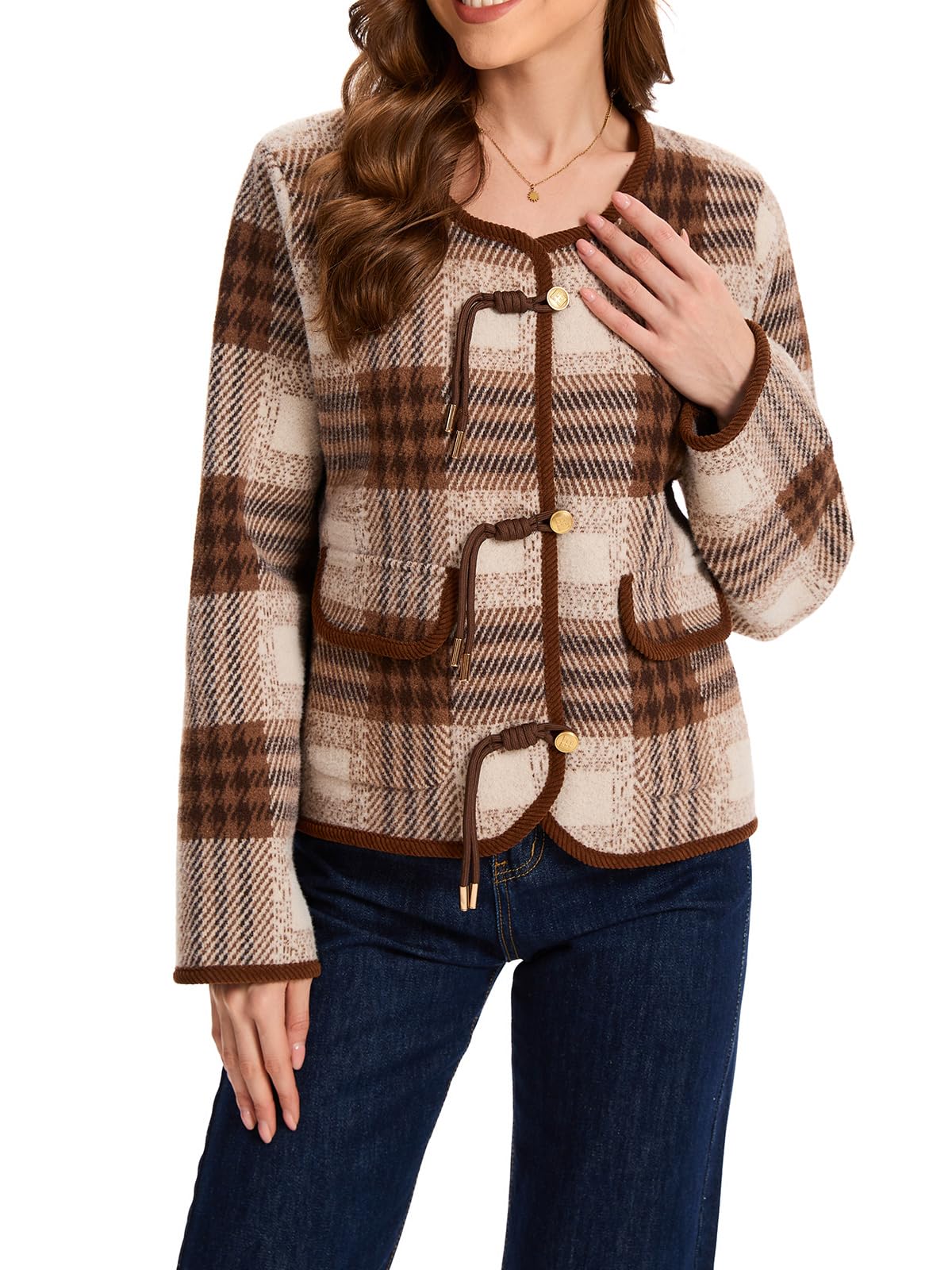HOULENGS Damen Strickjacke Strickjacke (1er Pack)