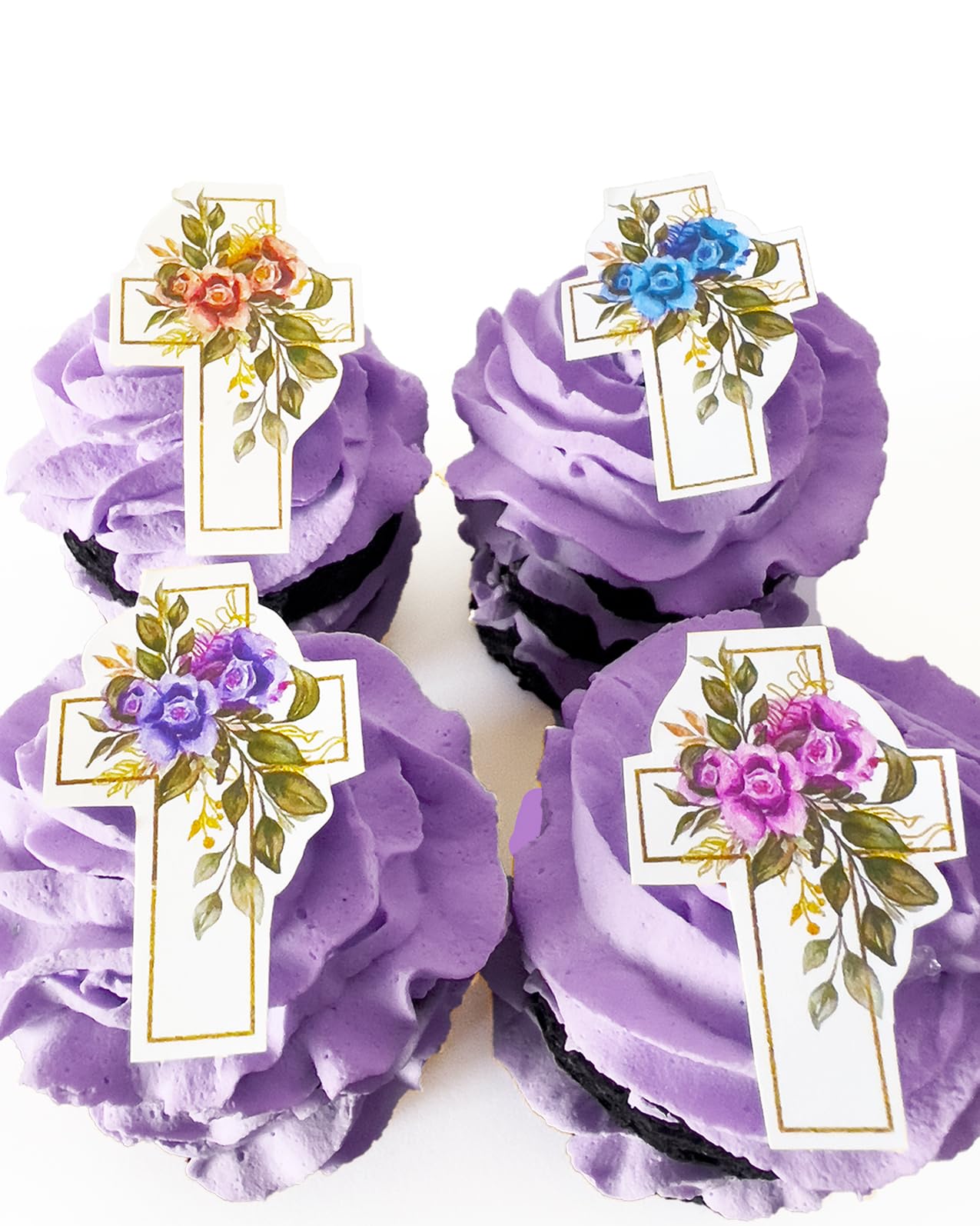 Sugar Robot Edible Easter Cross Decor for Cake Decorating -Edible Crosses for Cupcake Toppers - Easter Cake Toppers - Made in the USA - Premium