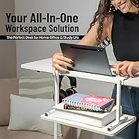 Vista 6 de Modelo 2026 Escritorio con ruedas de altura ajustable con ruedas, mesa portátil compacta para portátil, estación de trabajo móvil para estudio