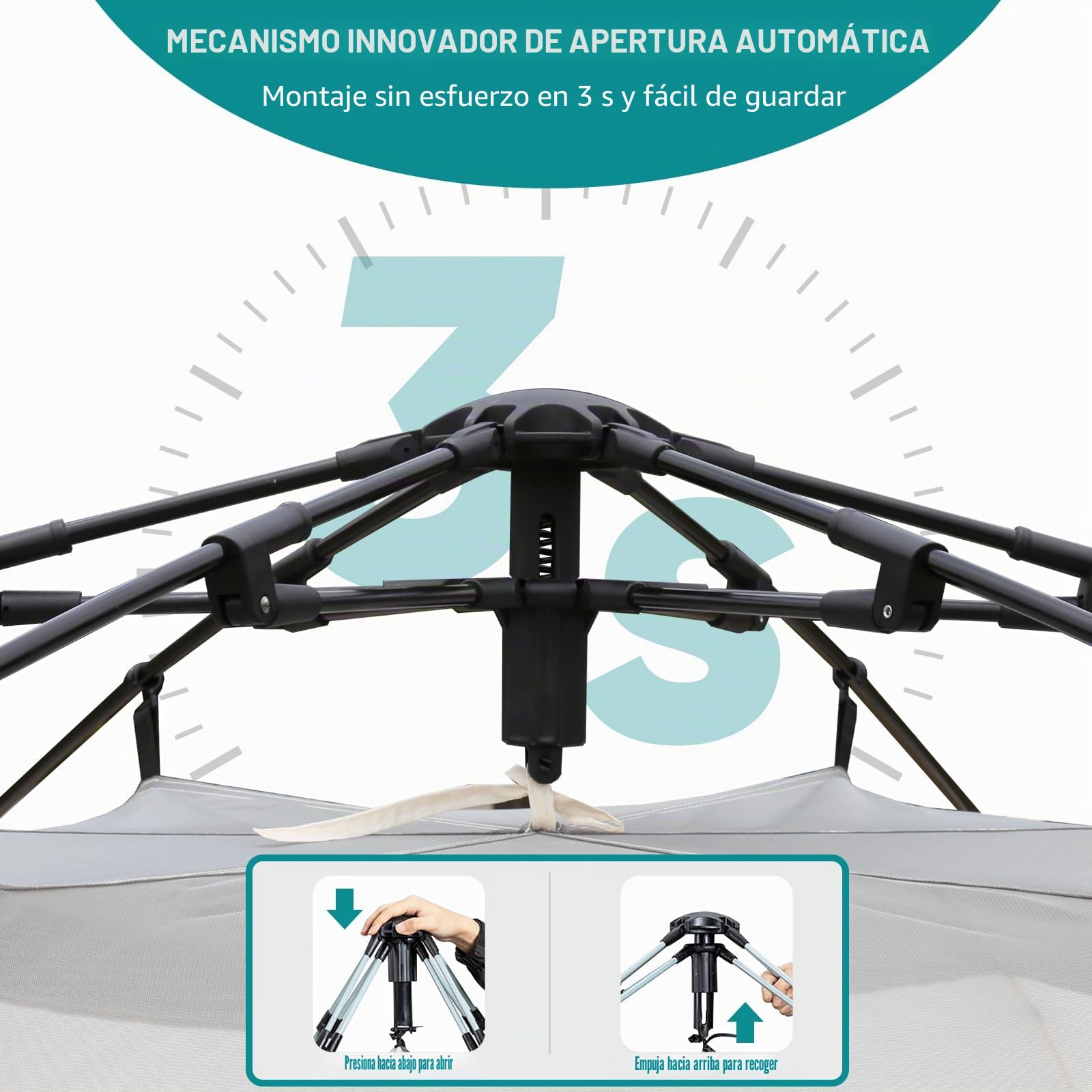 Tiendas de Acampada Pop up 2 Personas Fácil Montaje Instantánea Cabaña Familiar Cuadrada Ventanas de Malla Toldo Lluvia Exterior Bolsa Transporte
