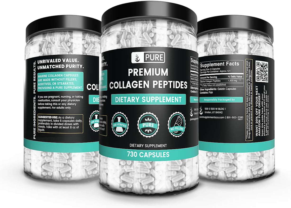 Pure Original Ingredients Collagen Peptides (730 Capsules) No Magnesium Or Rice Fillers, Always Pure, Lab Verified