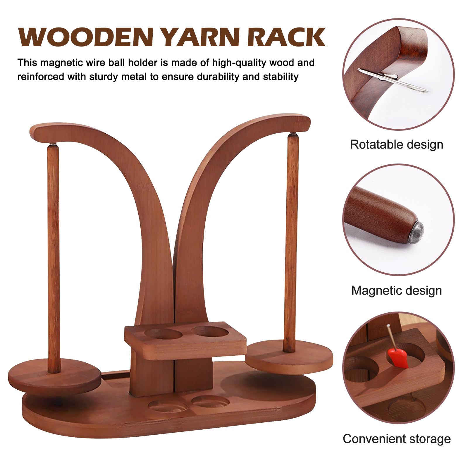 SUNOYA Yarn Winder - Avvolgitore per lana magnetico, supporto per gomitoli di lana, supporto per rotolo di filato, supporto per lana, doppio involucro per uncinetto e maglia