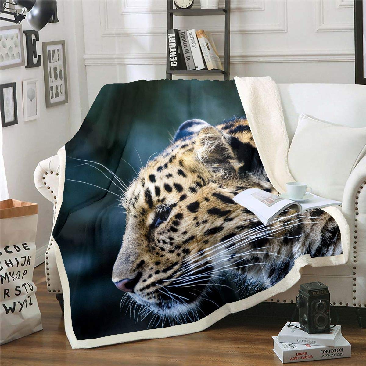 Loussiesd Leopard Sherpa Throw Blanket 3d Cheetah Print Fleece