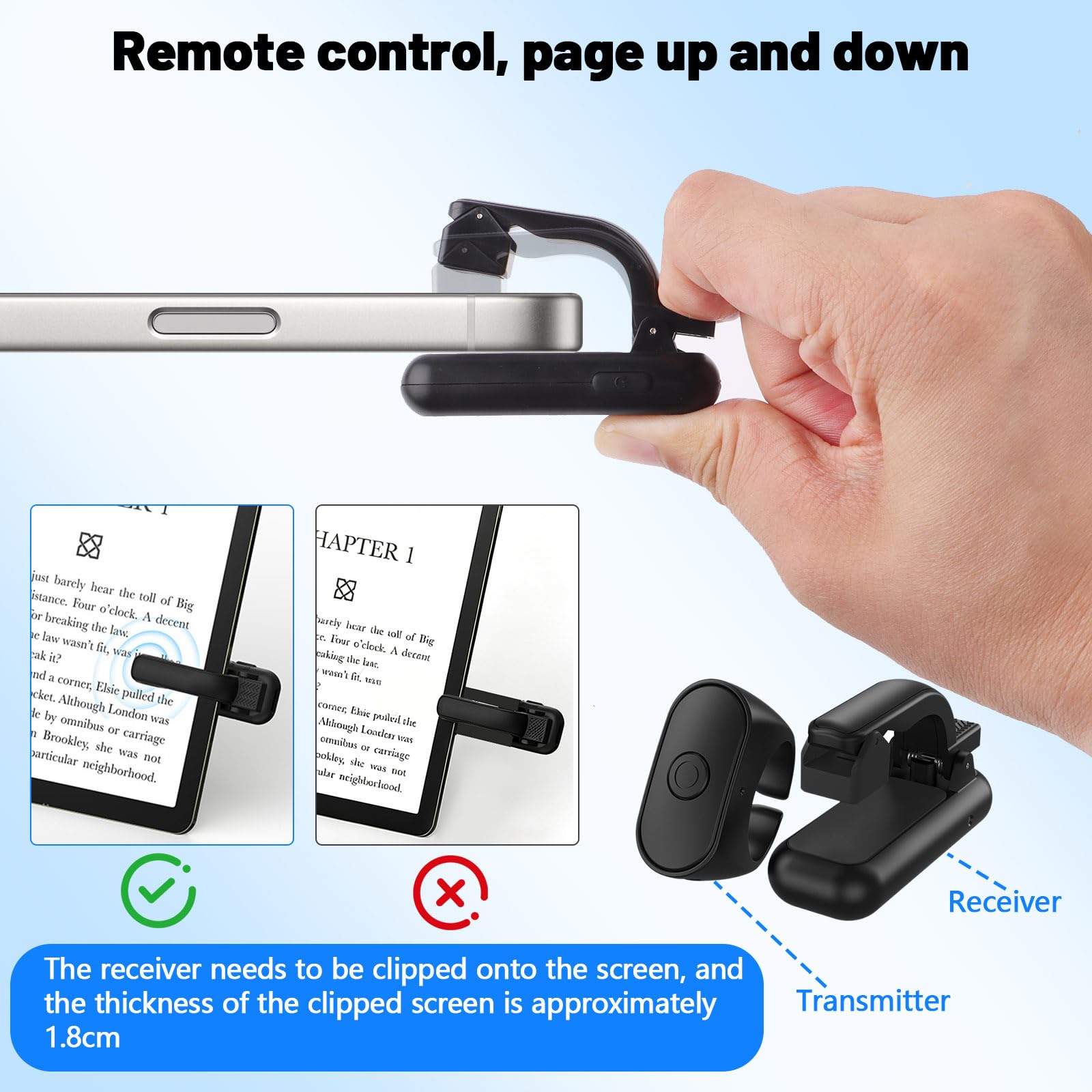 Supporto Tablet con Telecomando Kindle per girare pagina, Collo Oca Supporto Regolabile per leggere a letto, Supporto con girapagina per Kindle accessori/Ipad/telefono 5''-12.9''