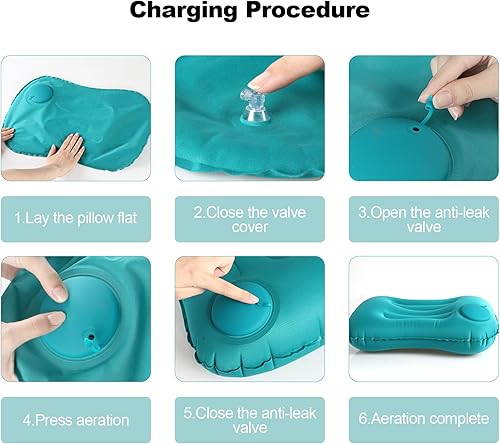 Miniatura 4 de Almohada inflable ultraligera para acampar, comprimible, compacta, cómoda, ergonómica para dormir, mochileros, senderismo, playa