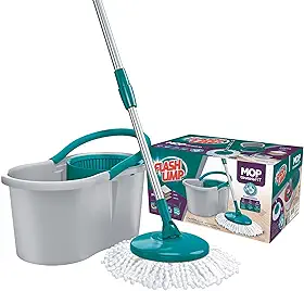 Mop FIT Giratório com 2 refis microfibra, balde com 8 litros, MOP5010, Flash Limp