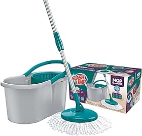 Mop FIT Giratório com 2 refis microfibra, balde com 8 litros, MOP5010, Flash Limp