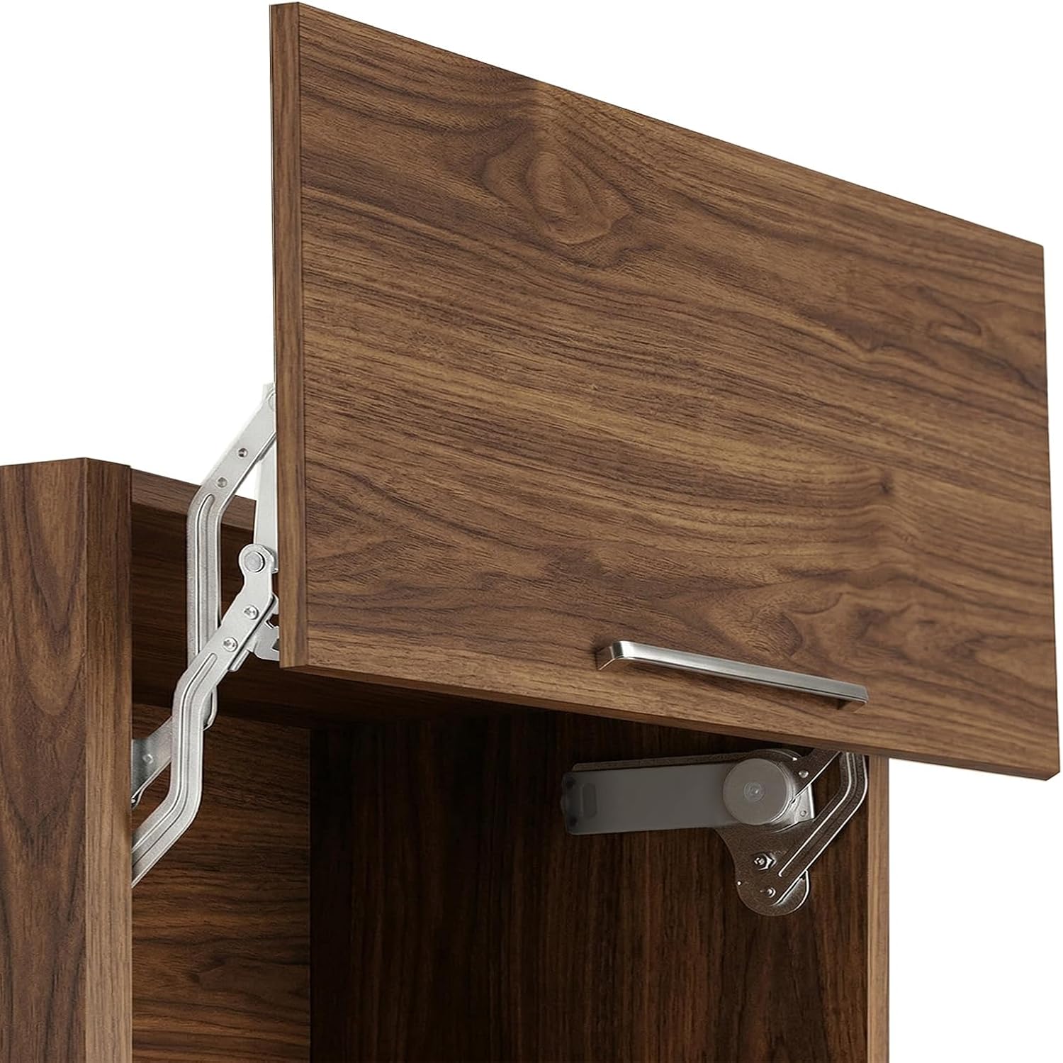 Adjustable Hydraulic Buffer Cabinet Door Hinges, Vertical Swing Lift Up Stay (7.7-8.8 lbs), Frameless Hidden Mounting Bracket, No Noise for Overhead Cabinet & Shelf Door