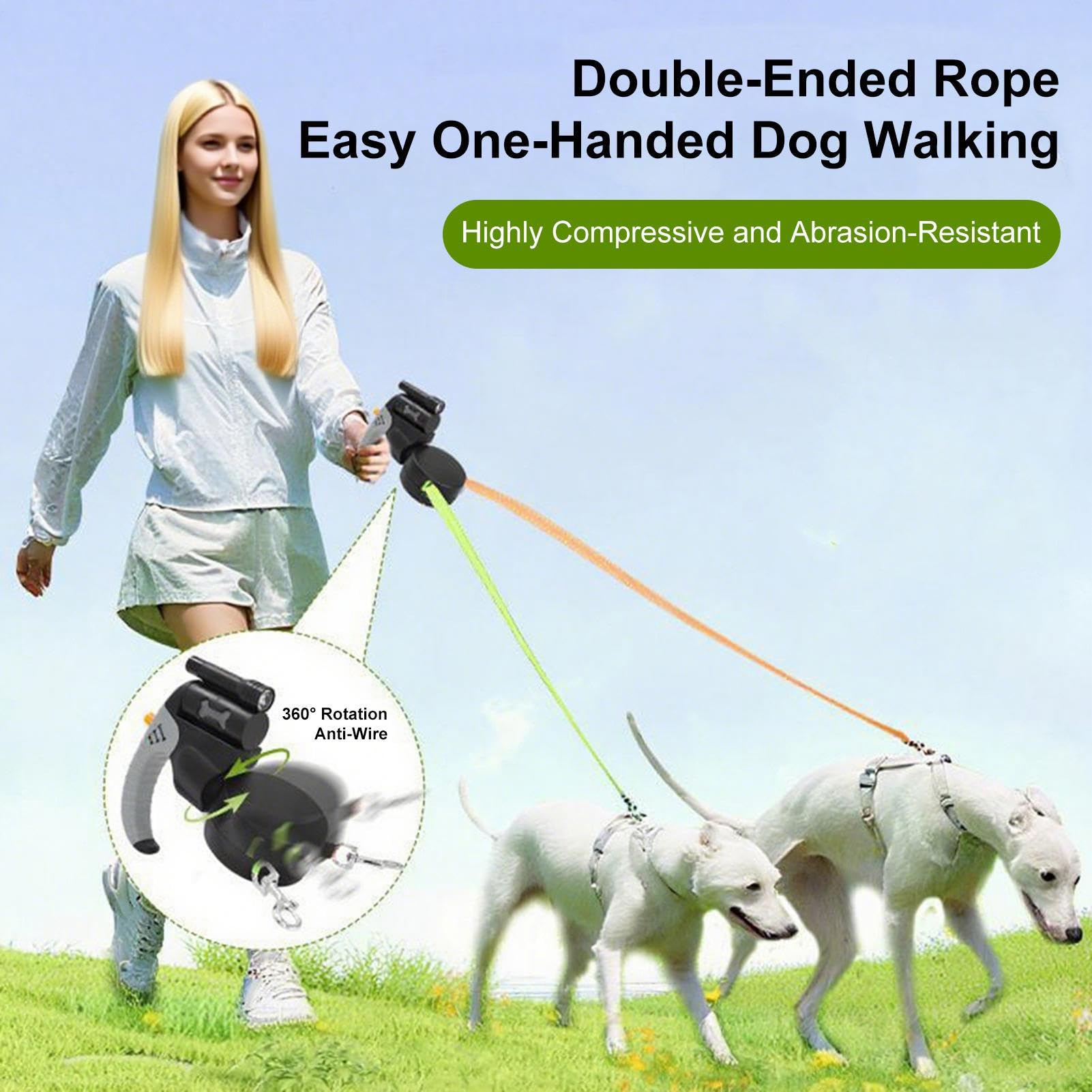 Double laisse rétractable chien Accessoires et fournitures de plein air