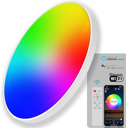 Lámparas de techo LED inteligentes de 30 W  Lámpara de techo de montaje empotrado de 12 pulgadas con control remoto  IP44 impermeable  Funciona con