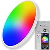 Smart LED Ceiling Light Fixtures 30W | 12inch Flush Mount Ceiling Light with Remote Control | IP44 Waterproof | Works with Alexa Google Home | DIY RGB Color | LED Lights for Bedroom Bathroom