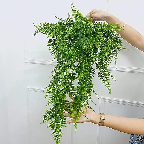 Miniatura 7 de 2 piezas de hierba artificial, hojas de vid, cascada, plantas verdes de imitación, plantas de simulación de hojas de hojas para colgar en la pared,