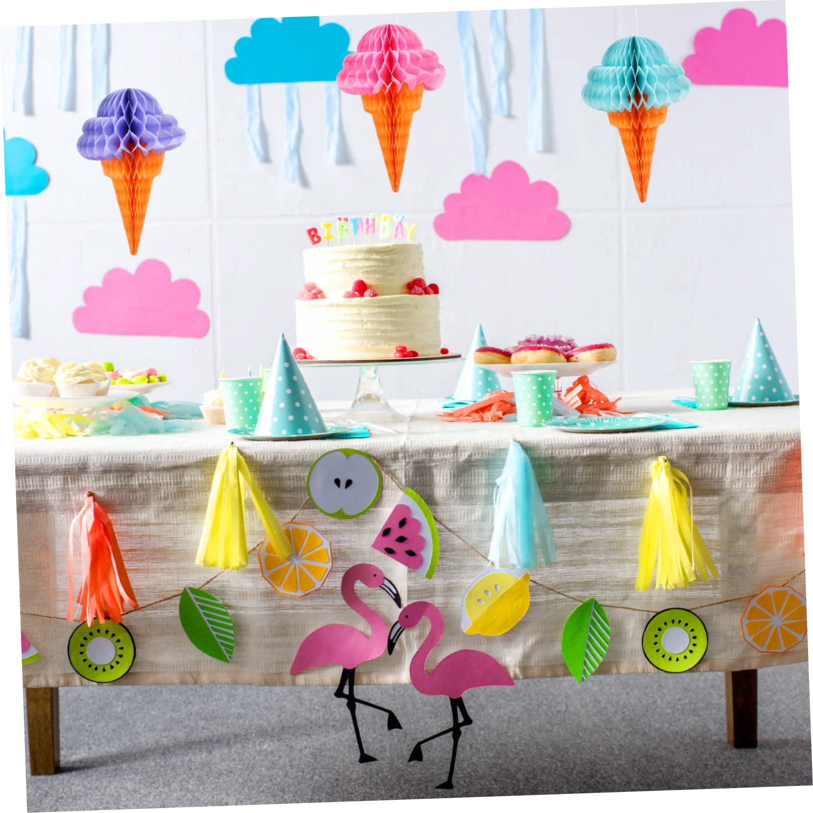 15stücke Hawaii Hängedekoration Eiscreme Form Honigwaben Für Sommerpartys Lebendige Farben Für Heimdekoration Und Fotohintergründe