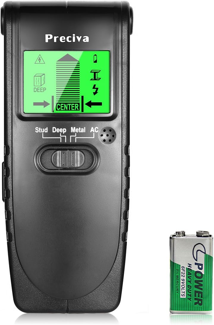 Stud Finder, Preciva Wall Scanner Multifunctional Wall Detector with Digital LCD Display and Sounding Warning for Studs, Wood, Metal, and AC Wires Detection (Black)