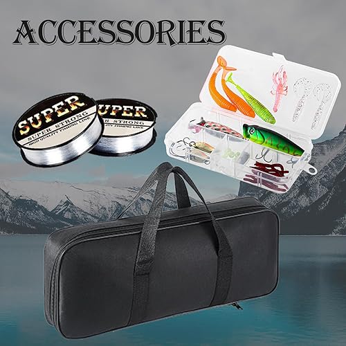 Miniatura 6 de Caña de pescar, juego de 2 cañas de pescar telescópicas de 6.9 pies, caña de pescar de fibra de carbono, 2 piezas de caña giratoria y carrete