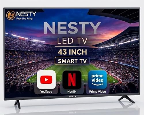 NESTY 43 Inch (109 cm) HD Ready Smart LED TV (Black) | With Built-in Wi-Fi, Miracast, Wide Color