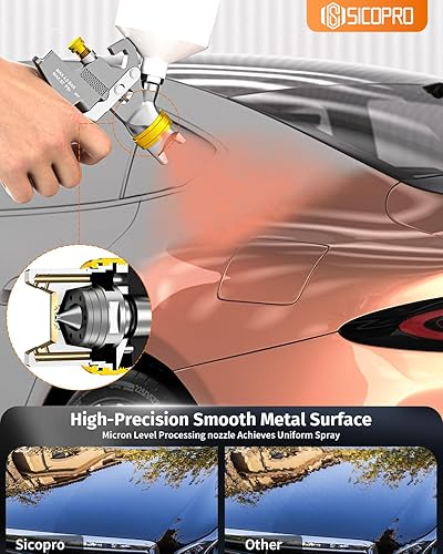 Miniatura 2 de Pistola pulverizadora de pintura HVLP, pulverizador de pintura a aire para pintura de casas, automóviles, pistolas de pintura automotrices,