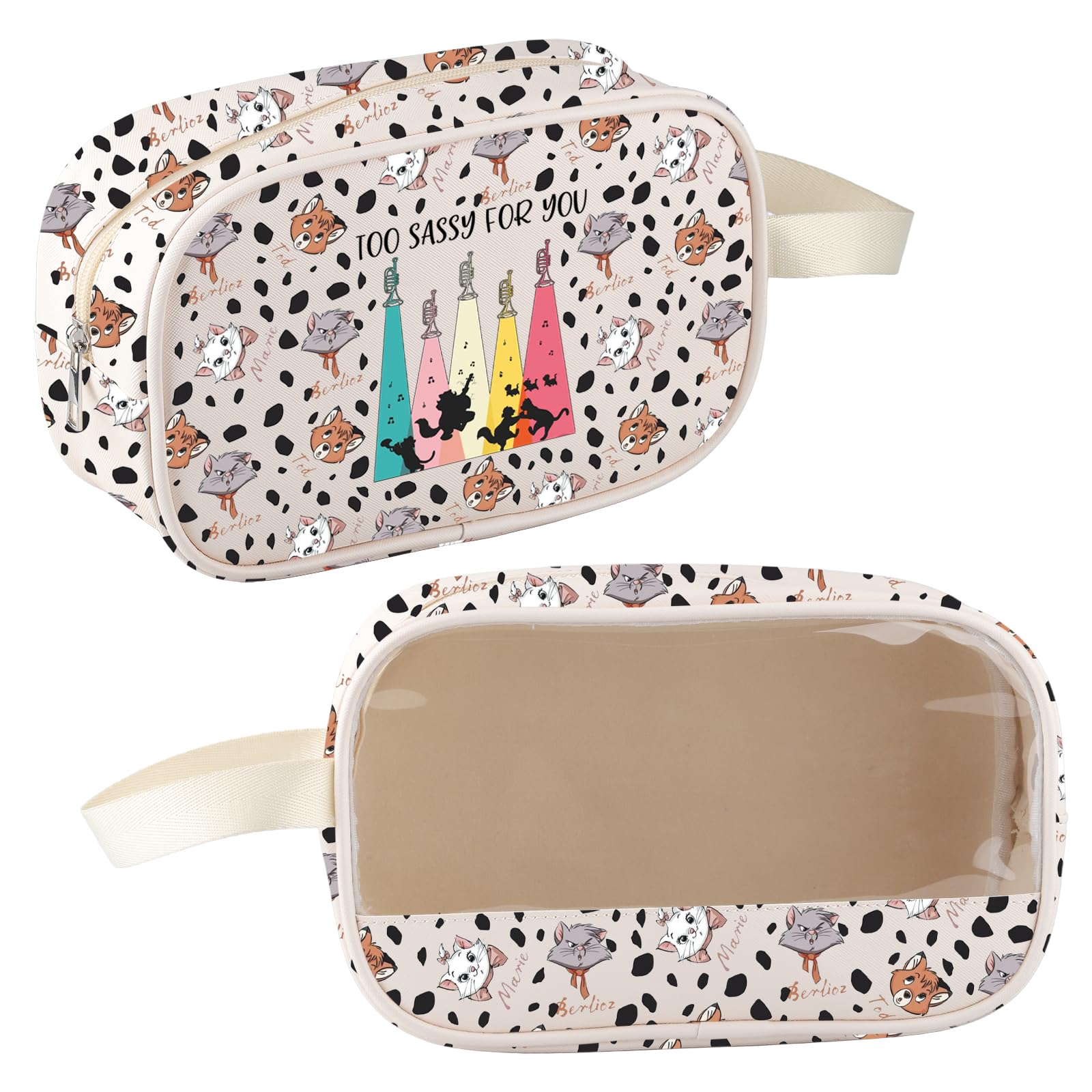 MEIKIUP Cartoon Cat Merch Marie Cat Clear Cosmetic Bag Marie Lady Gift Too Sassy for You Makeup Bag Travel Toiletry Storage Bag (Cartoon Cat Clear Bag-UK)