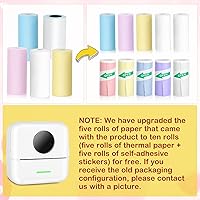 Vista 4 de Mini impresora Bluetooth de bolsillo - Impresora térmica portátil con 10 rollos de papel para diario/álbum de recortes