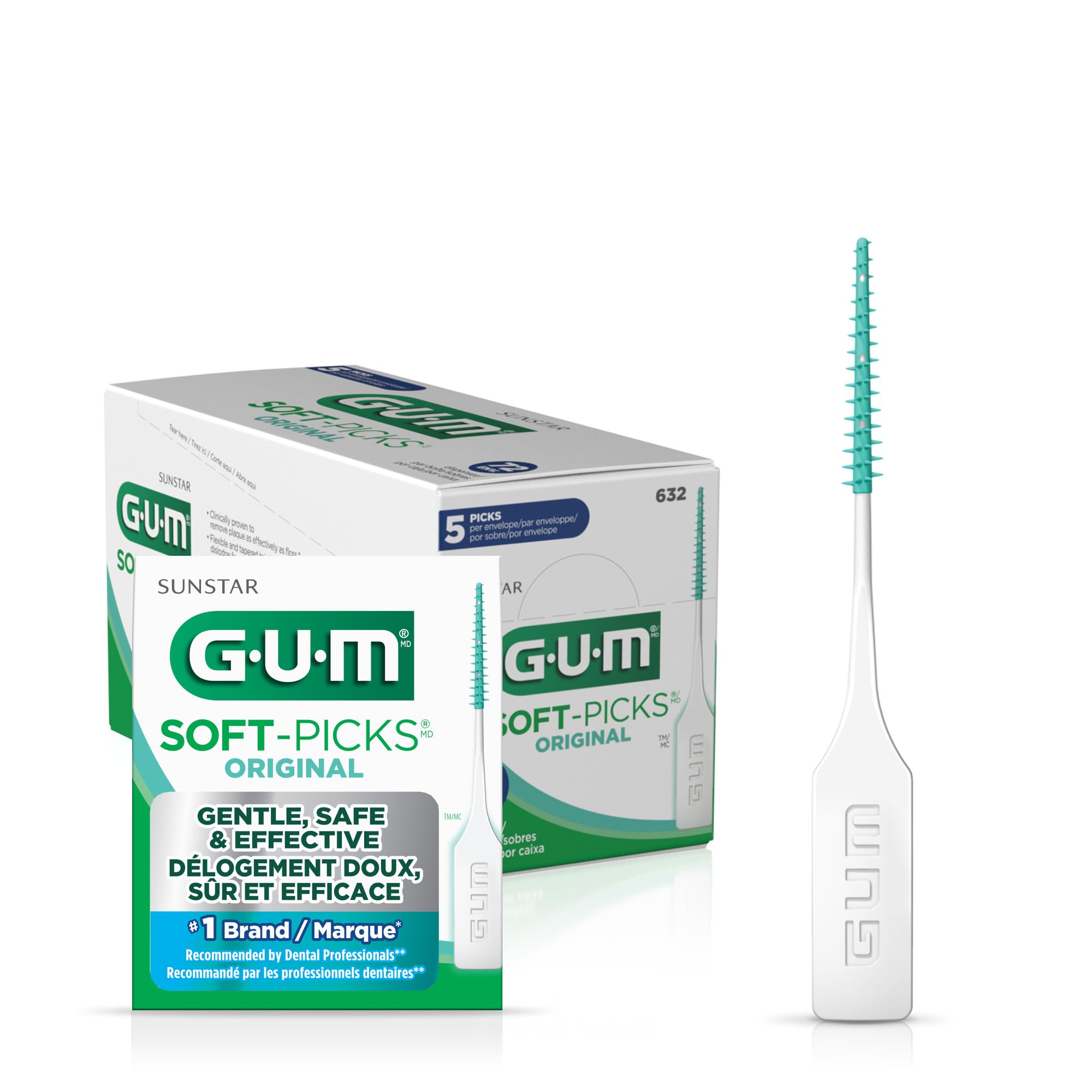 GUM Selecciones suaves Selecciones dentales originales, Artículo 632 muestras profesionales, 5 selecciones suaves por paquete, 72 paquetes