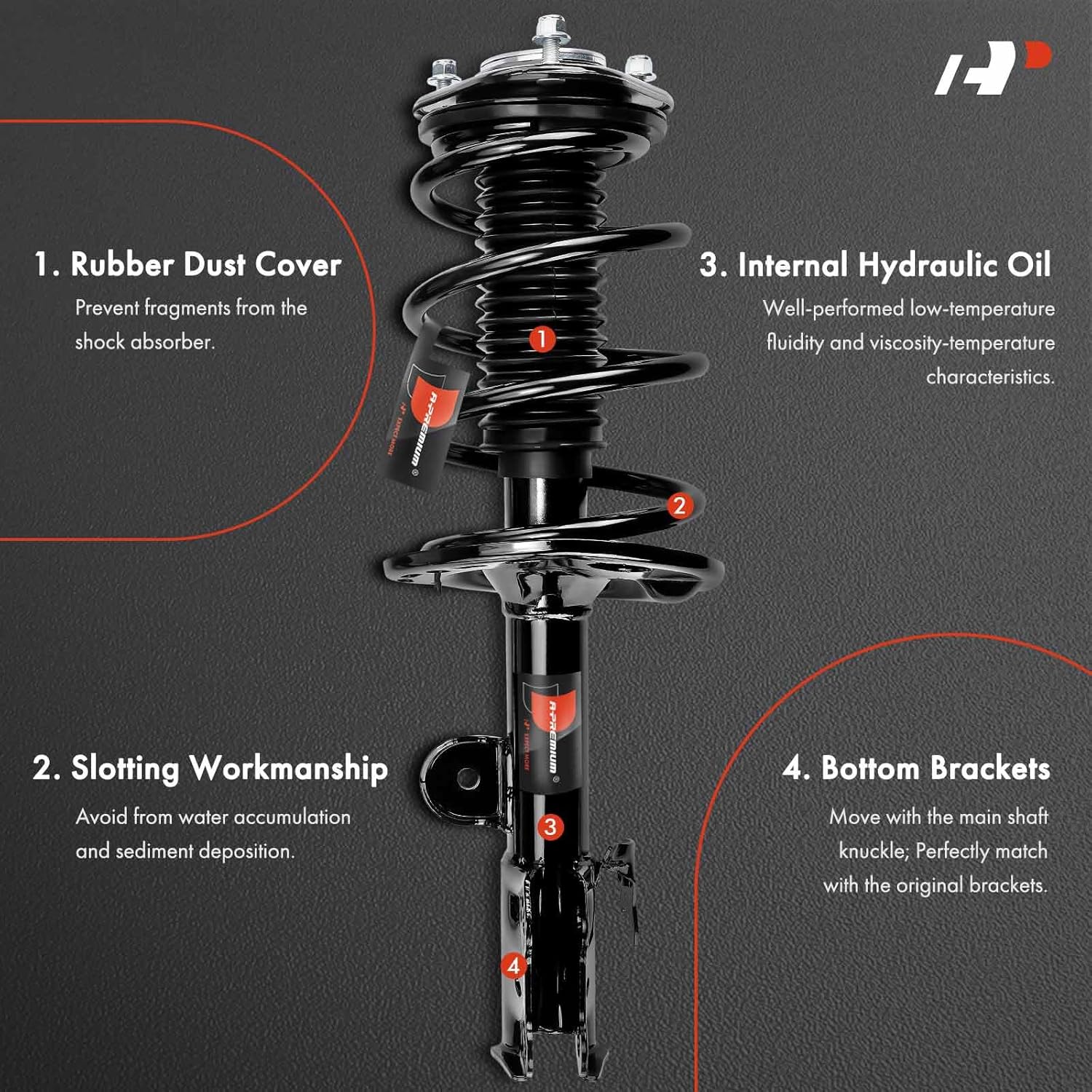 A-Premium Front Pair (2) Complete Strut and Coil Spring Assembly Compatible with Lexus NX200t 2015-2017, NX300 2018-2021, NX300h 2015-2021, Driver and Passenger Side, Replace# 18920614, 18920615