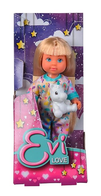 Foto 3 de 3 de Simba- Muñeca Evi Love Pijama Unicornio- Figura Evi 12cm con Coloridos Pijamas Unicornio, 3 Modelos