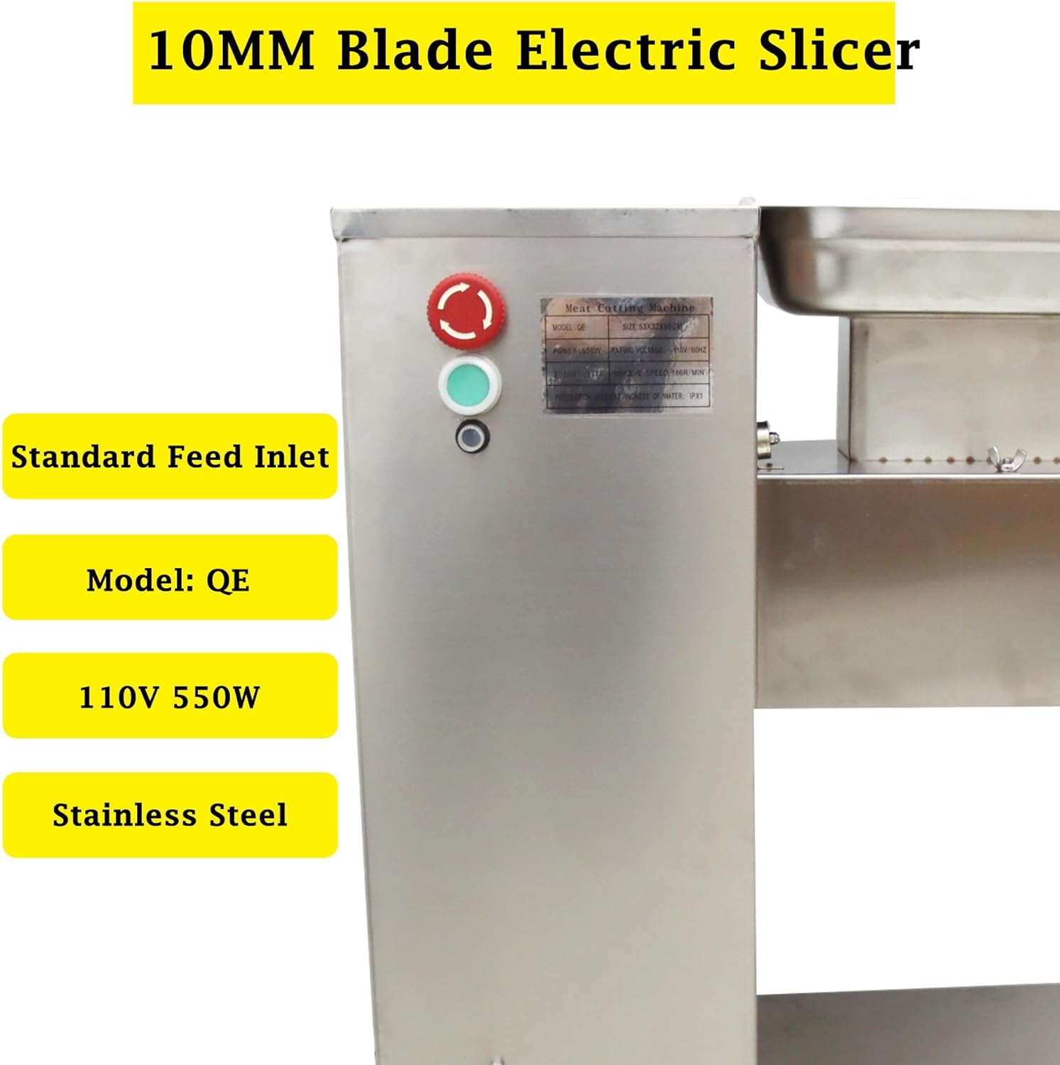10mm Blade Commercial Meat Cutting Machine 500Kg/Hour Electric Slicer Meat Cutter Stainless Steel 110V 550W