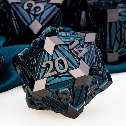 Miniatura 9 de ARUOHHA DND - Juego de dados de metal con diseño de fragmentos de cristal, dados D&D con caja de regalo, 7 dados poliédricos amarillos y verdes,
