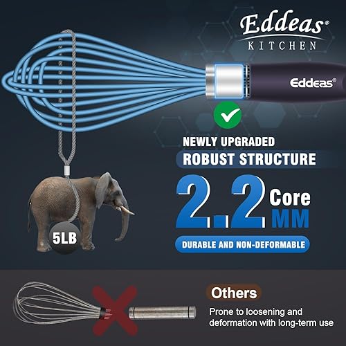 Miniatura 89 de Batidor pequeño de acero inoxidable de 10 pulgadas con mango largo para batir, batir, mezclar salsas, mezclar ingredientes, cocina pequeña Wisk